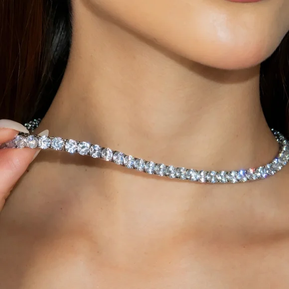 Watch Video / Sterling Silver 925 Iced Out Tennis Necklace - Picture 9 of 9